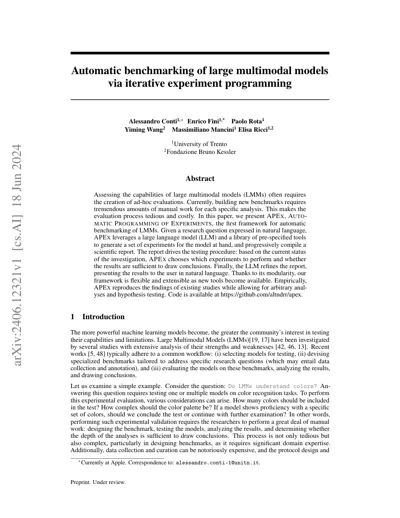 Automatic benchmarking of large multimodal models via iterative experiment programming