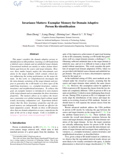 Invariance Matters: Exemplar Memory for Domain Adaptive Person Re-identification
