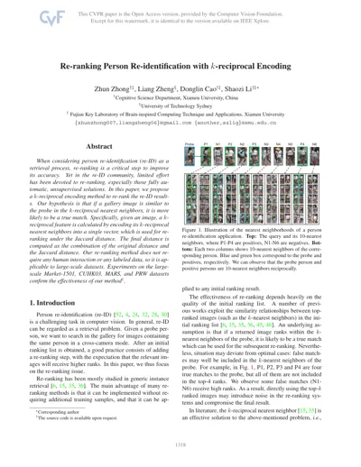 Re-ranking Person Re-identification with k-reciprocal Encoding