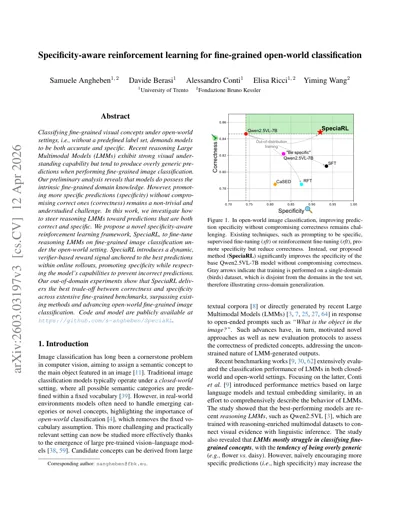 Specificity-aware reinforcement learning for fine-grained open-world classification