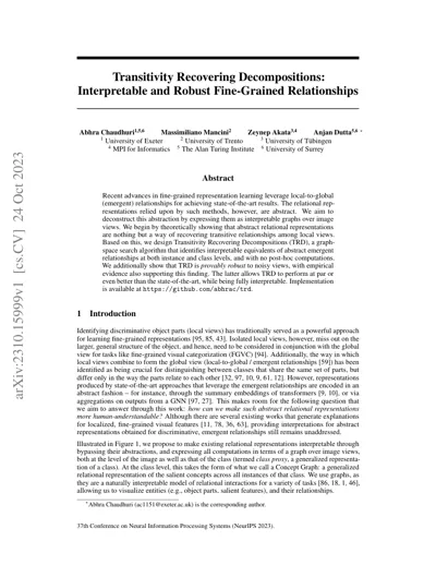 Transitivity Recovering Decompositions: Interpretable and Robust Fine-Grained Relationships