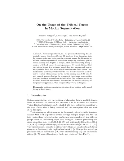 On the usage of the trifocal tensor in motion segmentation