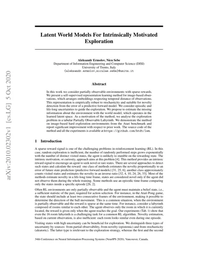 Latent World Models For Intrinsically Motivated Exploration