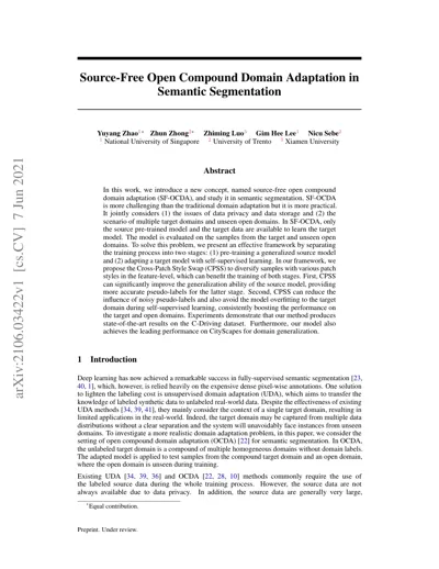 Source-Free Open Compound Domain Adaptation in Semantic Segmentation