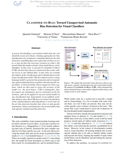 Classifier-to-Bias: Toward Unsupervised Automatic Bias Detection for Visual Classifiers