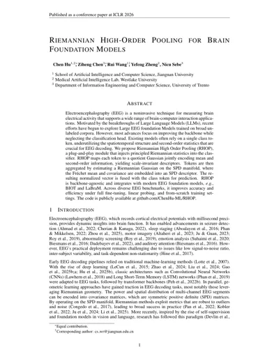 Riemannian High-Order Pooling for Brain Foundation Models