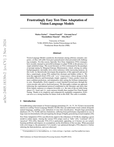 Frustratingly Easy Test-Time Adaptation of Vision-Language Models
