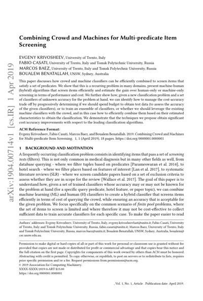 Combining Crowd and Machines for Multi-predicate Item Screening