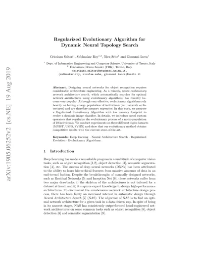 Regularized Evolutionary Algorithm for Dynamic Neural Topology Search