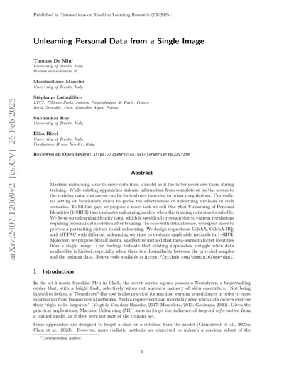 Unlearning Personal Data from a Single Image