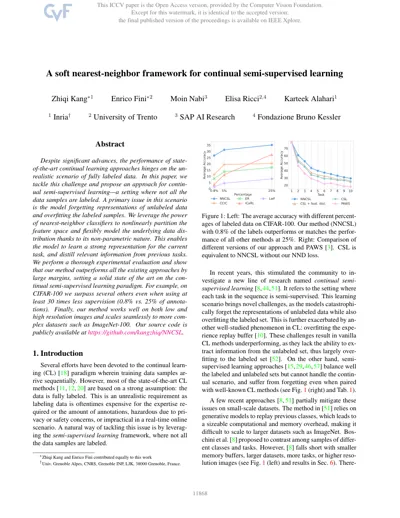 A soft nearest-neighbor framework for continual semi-supervised learning