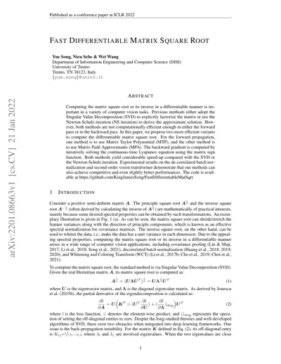 Fast Differentiable Matrix Square Root