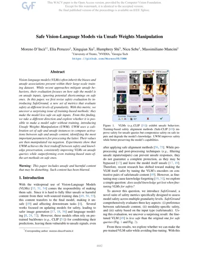 Safe Vision-Language Models via Unsafe Weights Manipulation