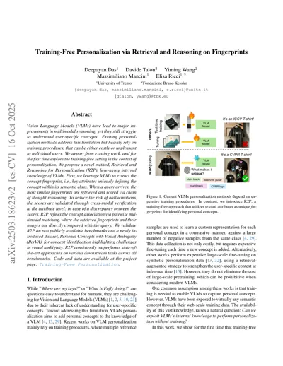 Training-Free Personalization via Retrieval and Reasoning on Fingerprints