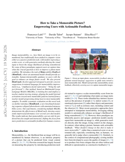 How to Take a Memorable Picture? Empowering Users with Actionable Feedback