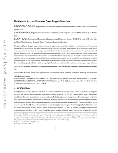 Multimodal Across Domains Gaze Target Detection