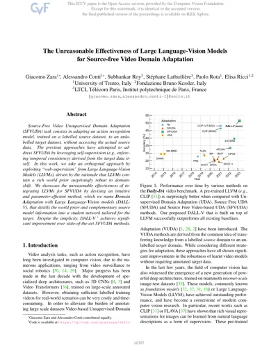 The Unreasonable Effectiveness of Large Language-Vision Models for Source-free Video Domain Adaptation