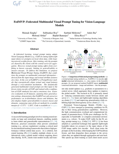 FedMVP: Federated Multimodal Visual Prompt Tuning for Vision-Language Models