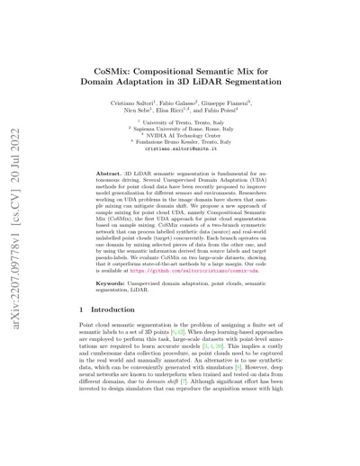 CoSMix: Compositional Semantic Mix for Domain Adaptation in 3D LiDAR Segmentation