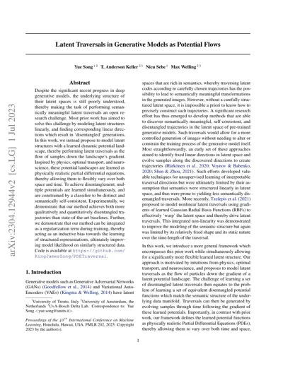 Latent Traversals in Generative Models as Potential Flows