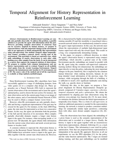 Temporal Alignment for History Representation in Reinforcement Learning