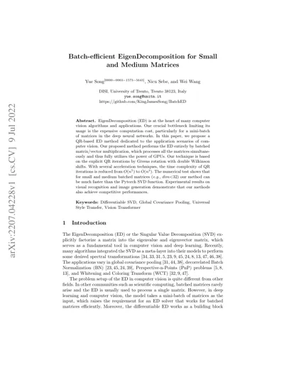 Batch-efficient Eigen Decomposition for Small and Medium Matrices